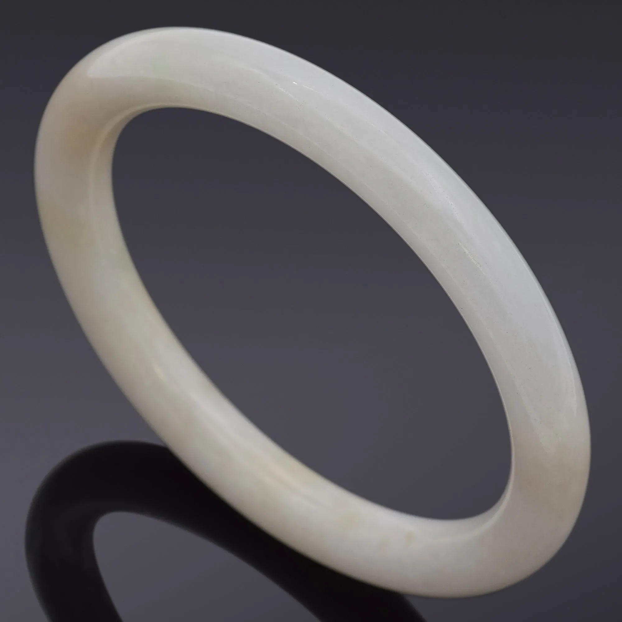 GIA Certified Translucent White Jadeite Jade Bangle Bracelet