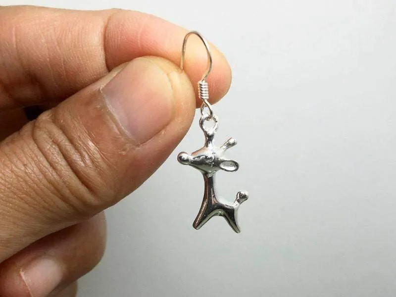 Giraffe Drop Earrings, 925 Sterling Silver, Handmade Animal Earrings, Gifts for her