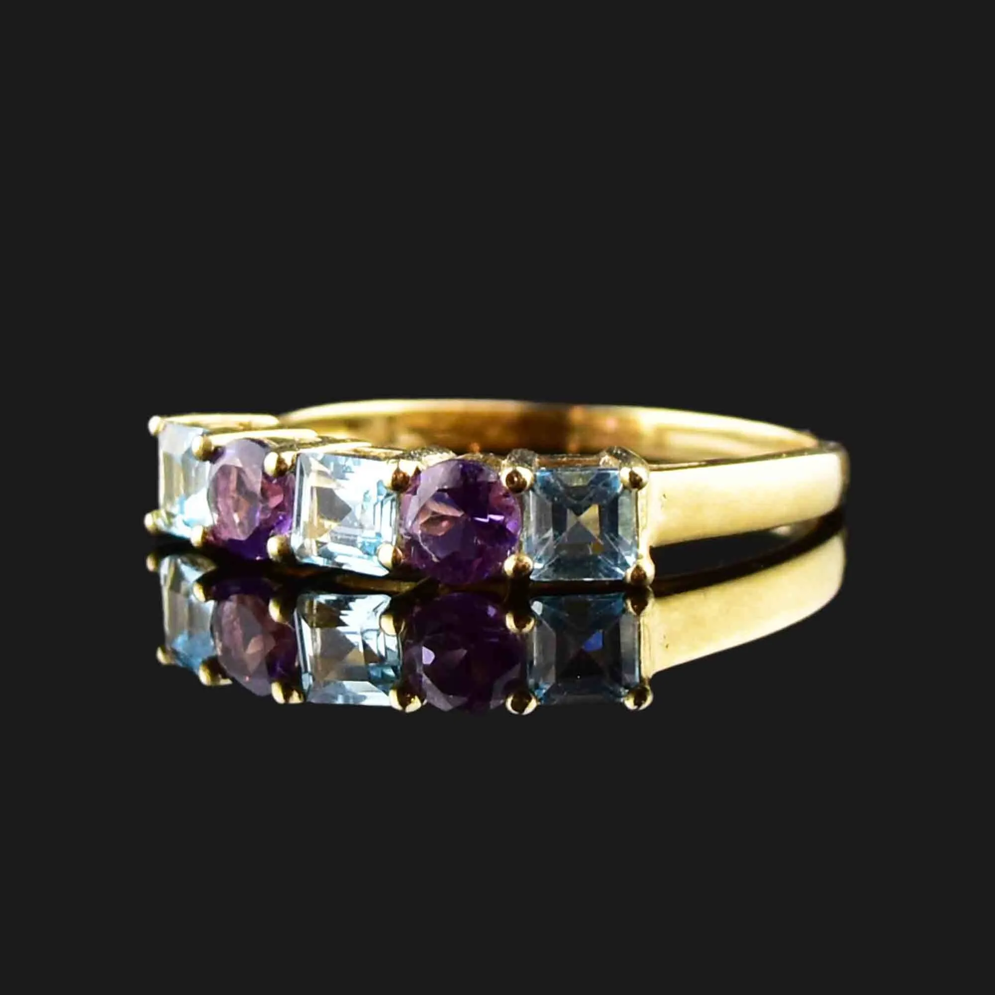 Gold Amethyst Blue Topaz Stacking Band Ring