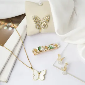 Gold Drop Butterfly Jewelry Set