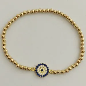 Gold Filled Evil Eye Bracelet with Swarovski Crystals