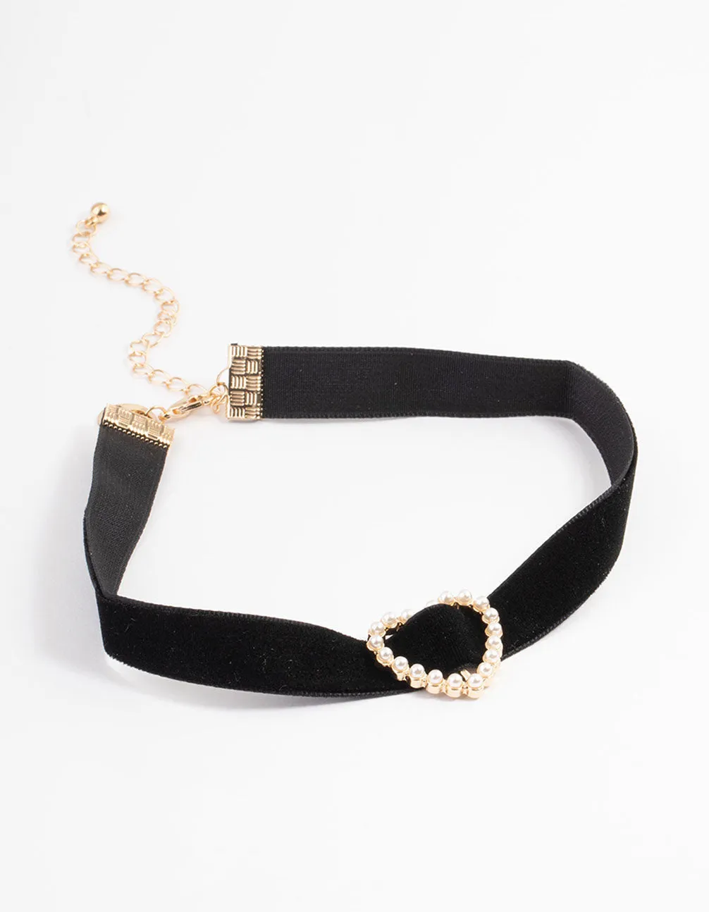 Gold Open Pearl Heart Choker