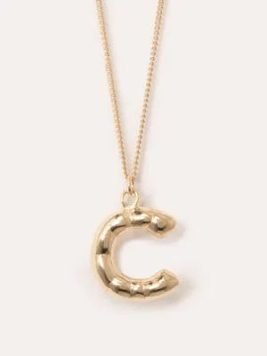 Gold Plated C Pendant with Chain