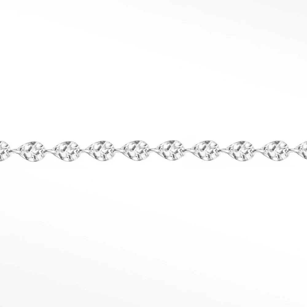 Hammer Drop Dainty 4.5mm 14k White Gold Chain Designer Line for Permanent Jewelry Sold by the inch