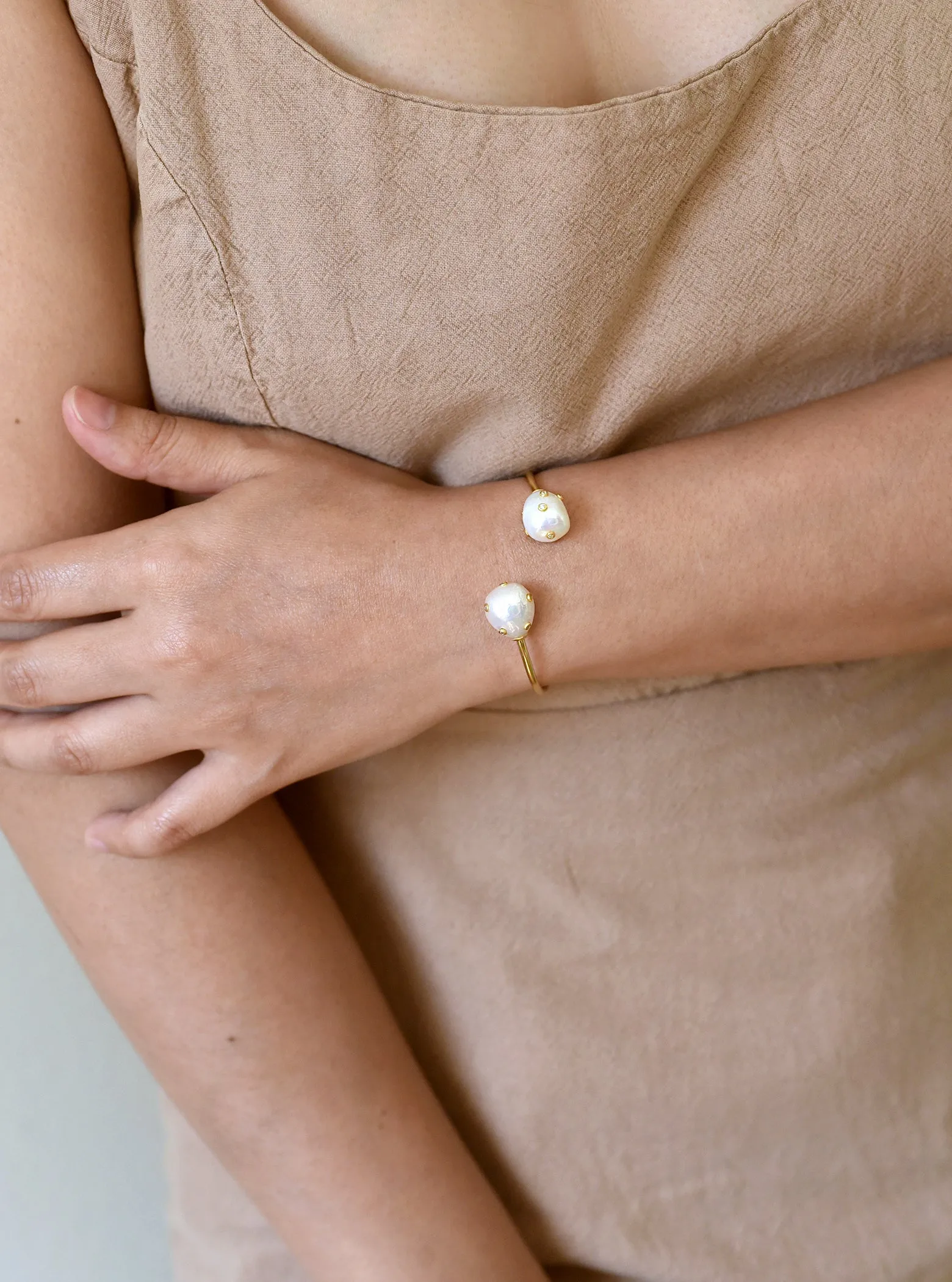 Hand Crafted Double Baroque Pearl Bangle