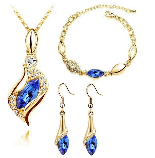 Hawk Eyes Austrian Crystal Necklace, Bracelet & Earrings Fashion Jewelry Set