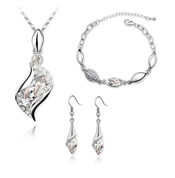 Hawk Eyes Austrian Crystal Necklace, Bracelet & Earrings Fashion Jewelry Set