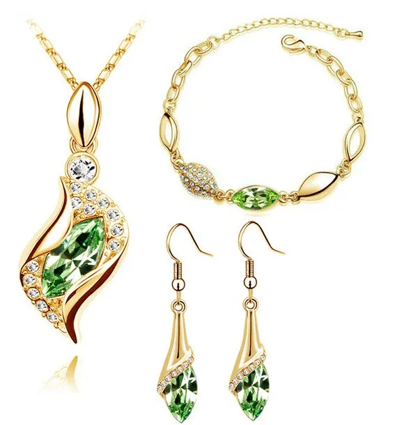 Hawk Eyes Austrian Crystal Necklace, Bracelet & Earrings Fashion Jewelry Set