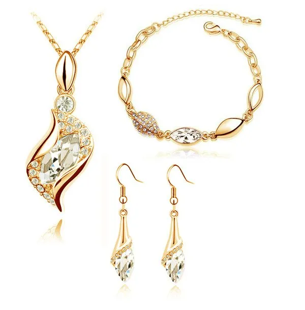 Hawk Eyes Austrian Crystal Necklace, Bracelet & Earrings Fashion Jewelry Set