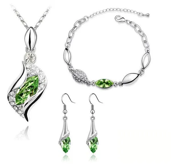 Hawk Eyes Austrian Crystal Necklace, Bracelet & Earrings Fashion Jewelry Set