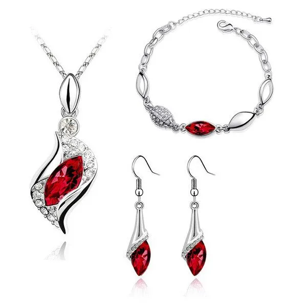 Hawk Eyes Austrian Crystal Necklace, Bracelet & Earrings Fashion Jewelry Set