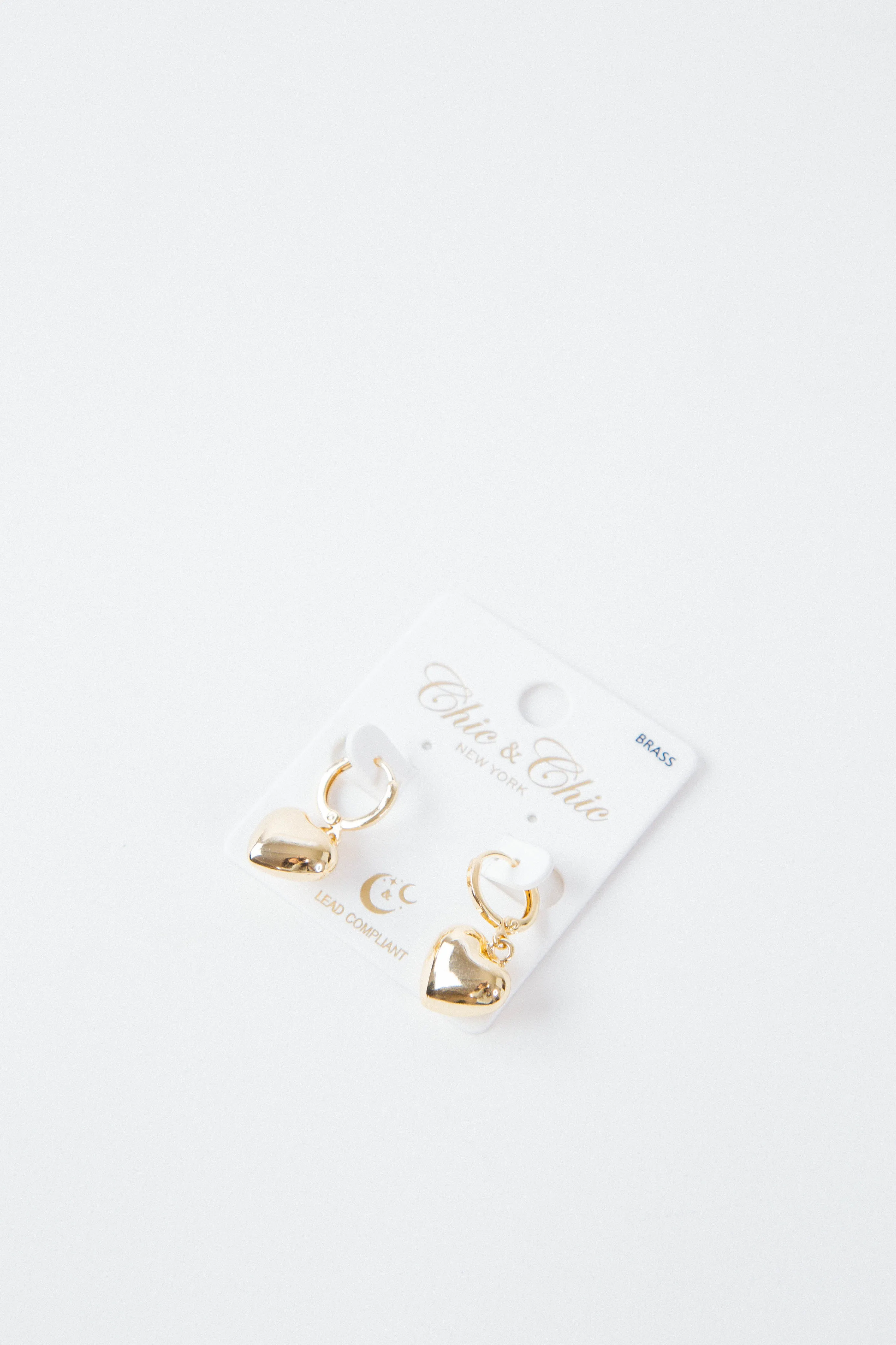 Heart Drop Huggie Earing, Gold