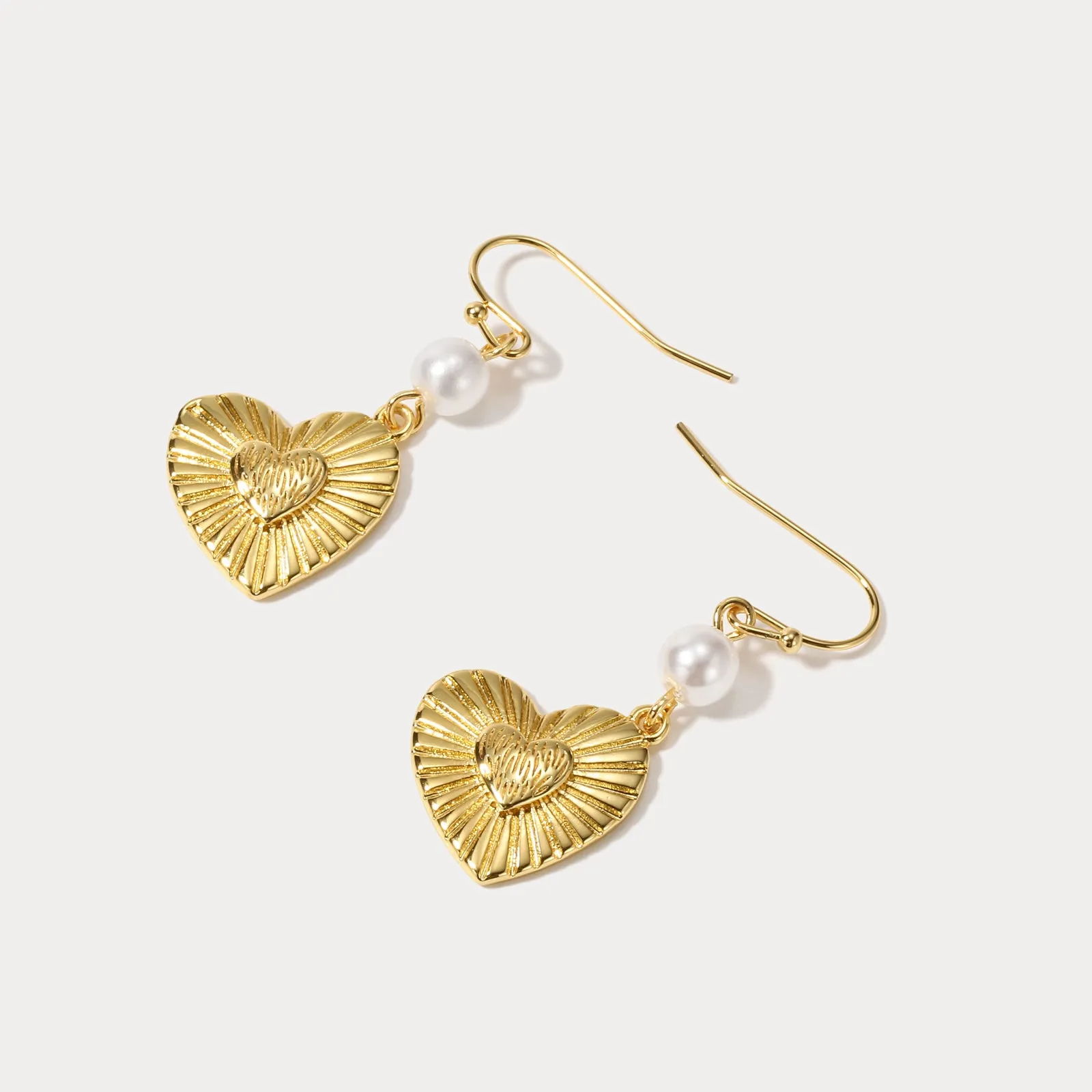 Heart Pearl Drop Earrings