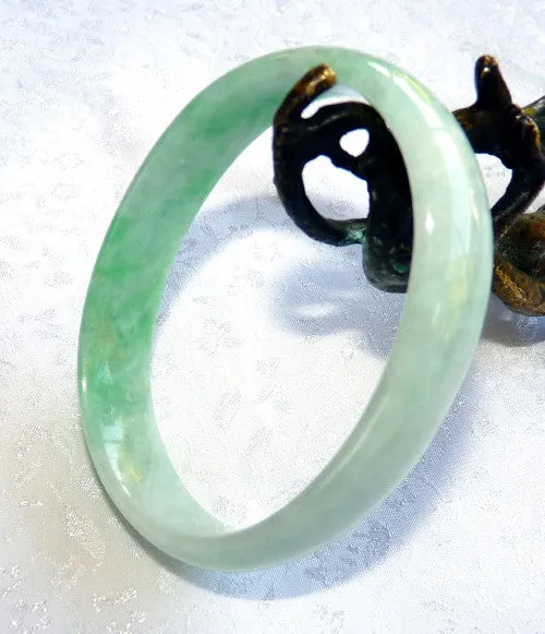 Heavenly Green Oval Shape Burmese Jadeite Bangle Bracelet Fits Like 52-54 mm (BB2989)