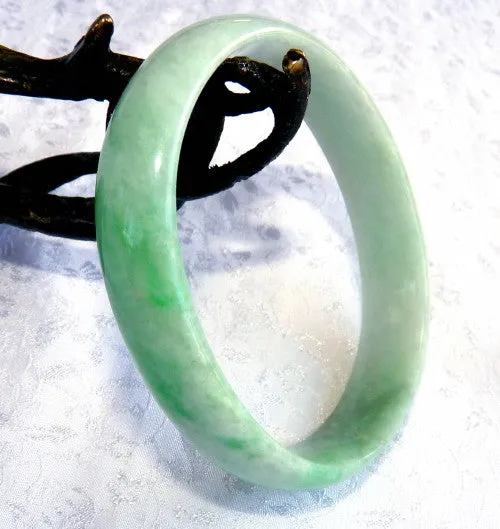 Heavenly Green Oval Shape Burmese Jadeite Bangle Bracelet Fits Like 52-54 mm (BB2989)