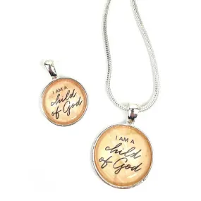 I Am A Child of God Christian Scripture Pendant Necklace – Silver-Plated, 16mm or 20mm