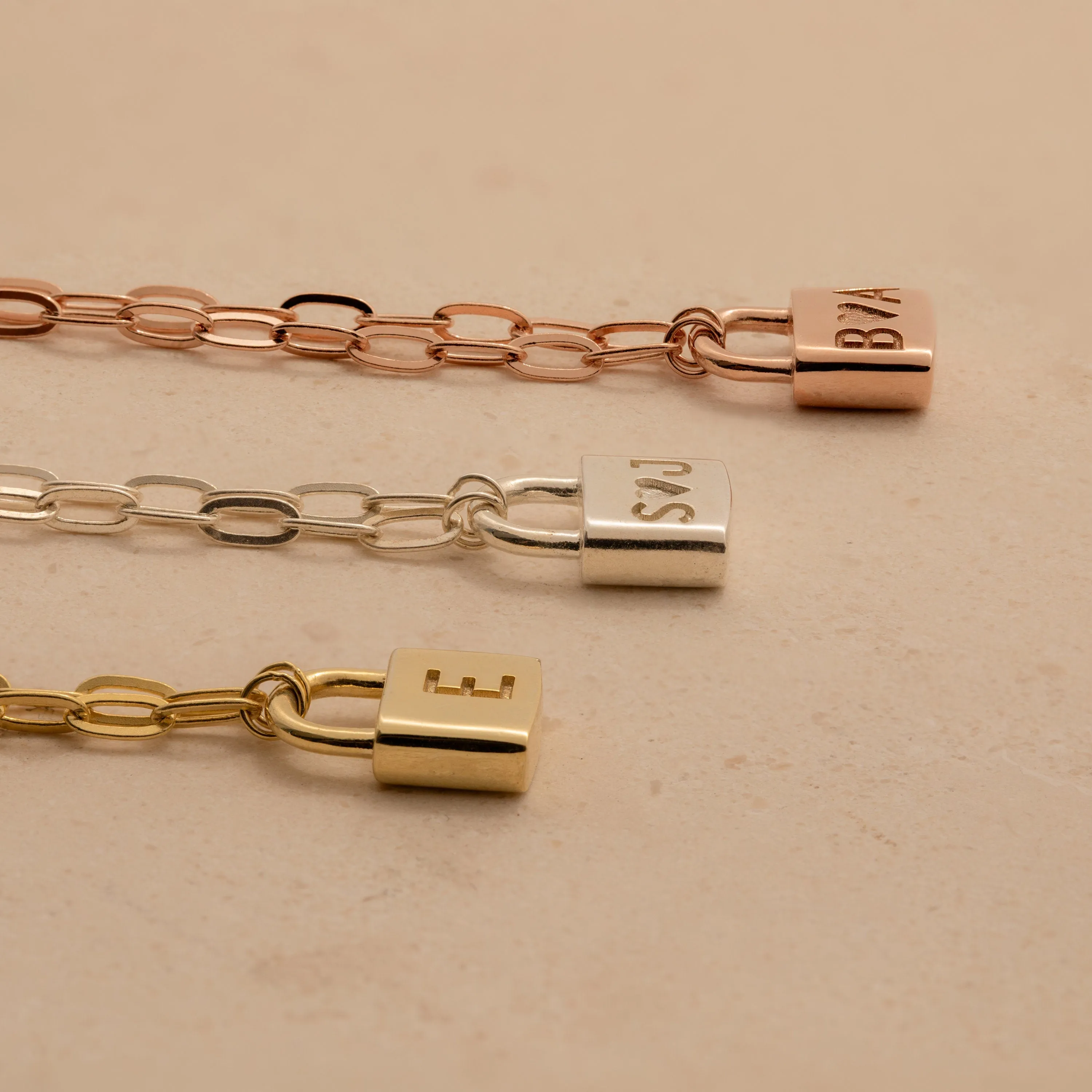 Initial Padlock Paperclip Necklace