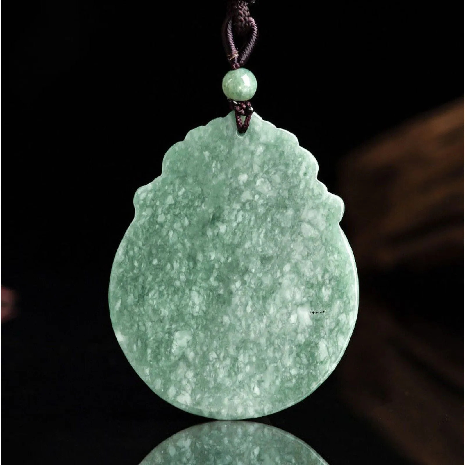 Jade Dragon Chasing the Flaming Pearl Pendant Necklace #36-1226