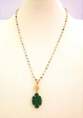 Jade Infinity Knot with Citrine Terra Firma Pendant