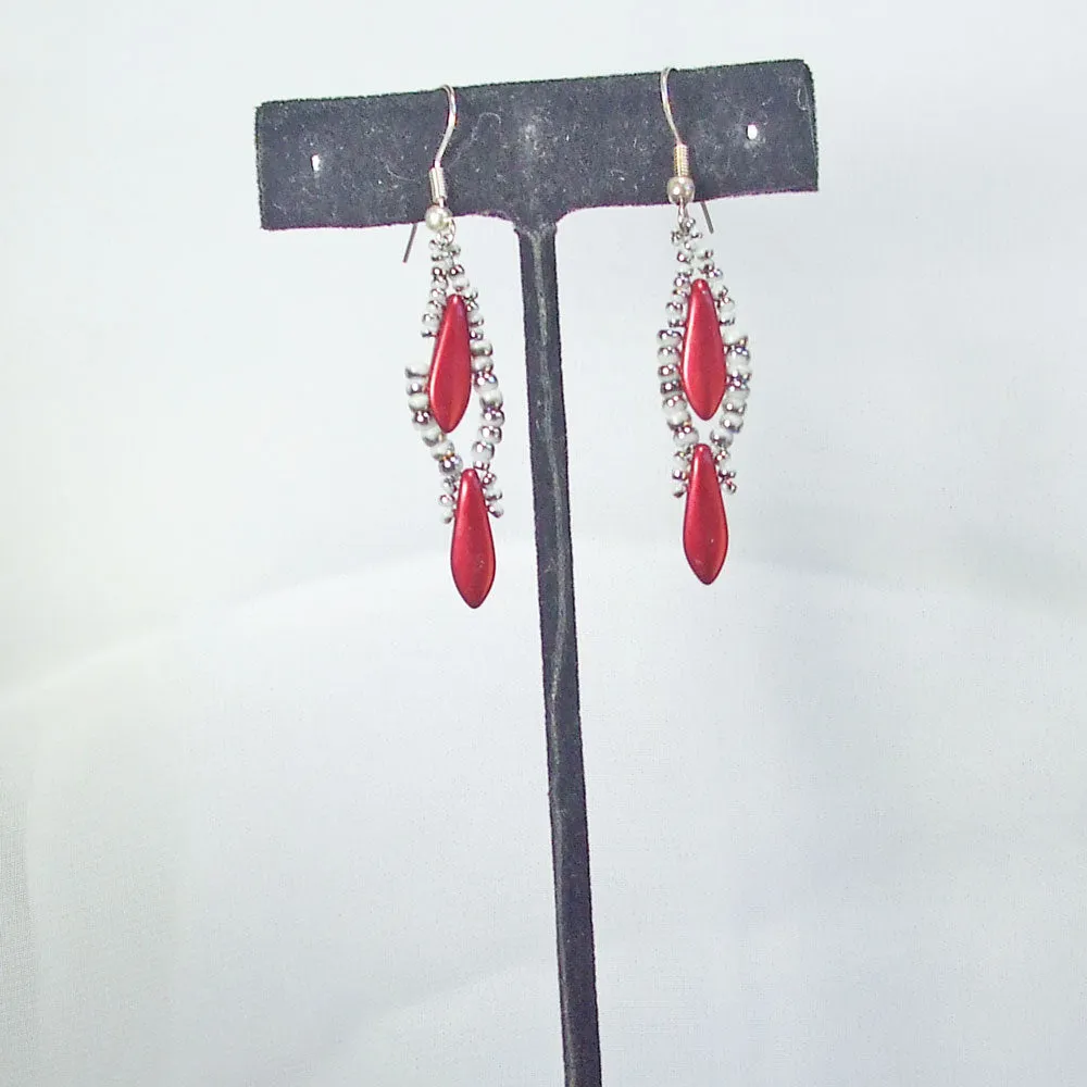 Kalea, Dagger Bead Dangle, Seed Bead Earrings