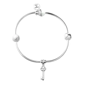 Key | Soft Bangle Charm Bracelet |  Howlite