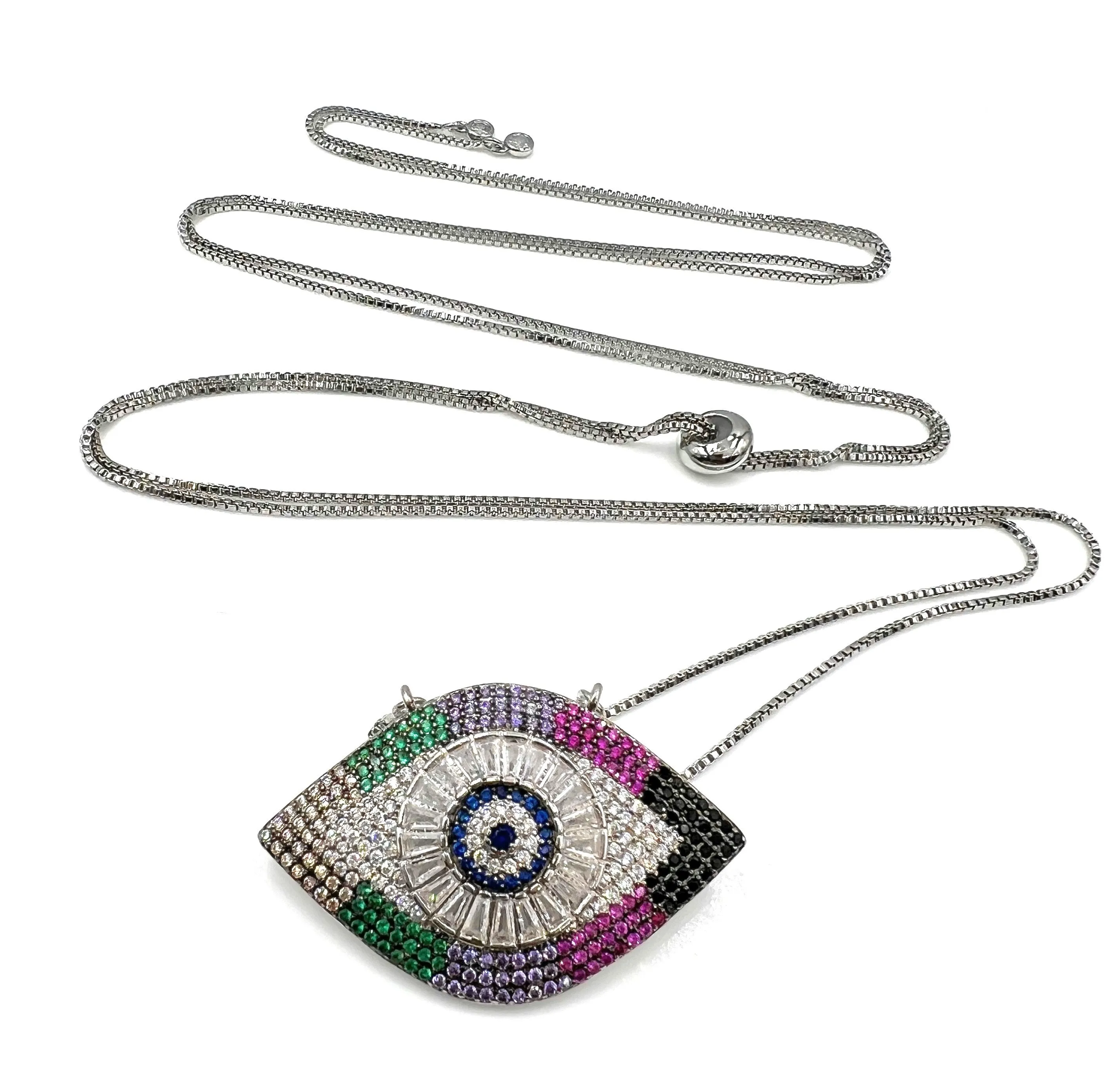 Lariat Evil Eye Necklace Versatile Long Chain