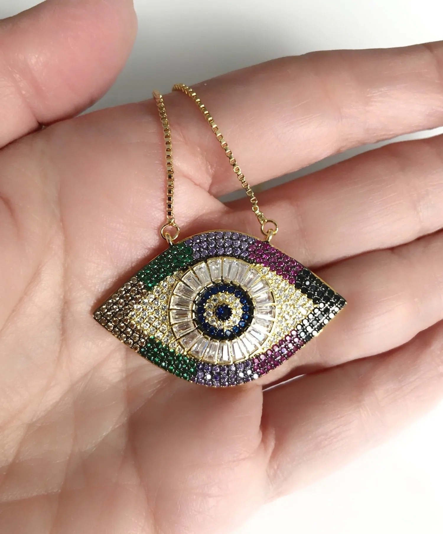 Lariat Evil Eye Necklace Versatile Long Chain