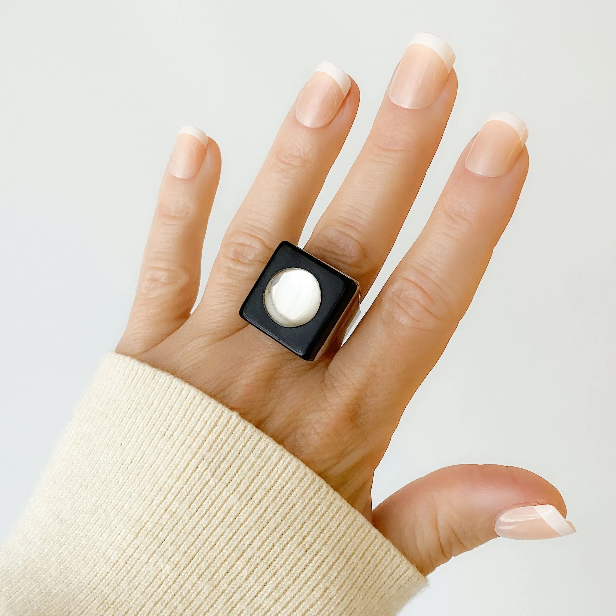 LEGEND square black cocktail ring