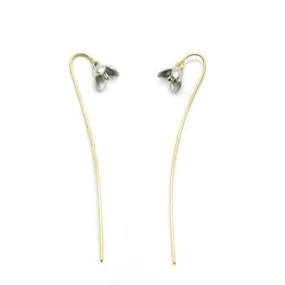 Lovely Long Flower Earrings - 925 Sterling Silver