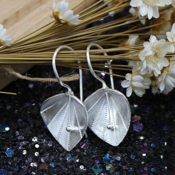 Lovely Long Flower Earrings - 925 Sterling Silver