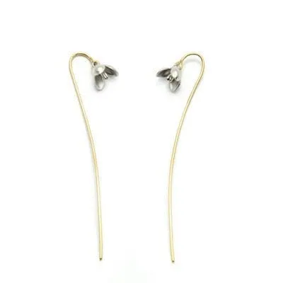 Lovely Long Flower Earrings - 925 Sterling Silver