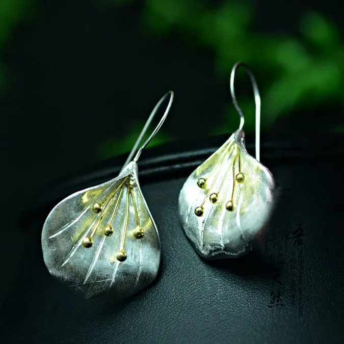 Lovely Long Flower Earrings - 925 Sterling Silver