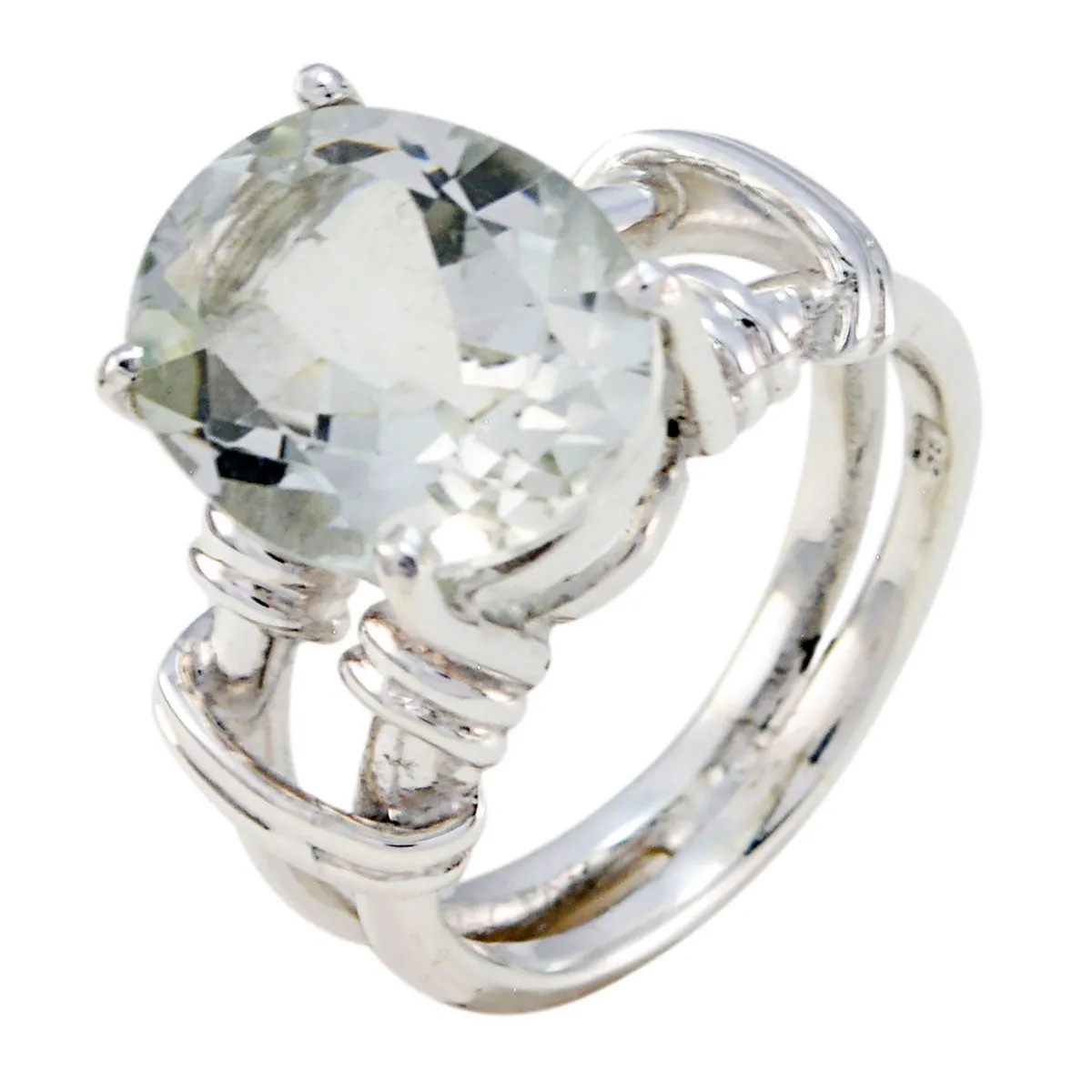 Magnificent Gemstone Green Amethyst Solid Silver Ring Greatest Item