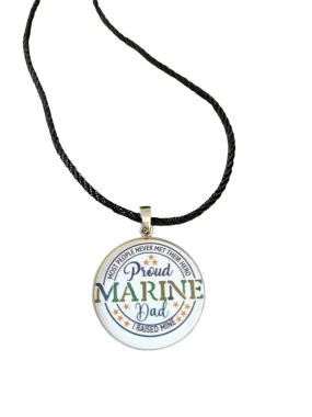 Marine Corp Proud Dad Pendant Necklace