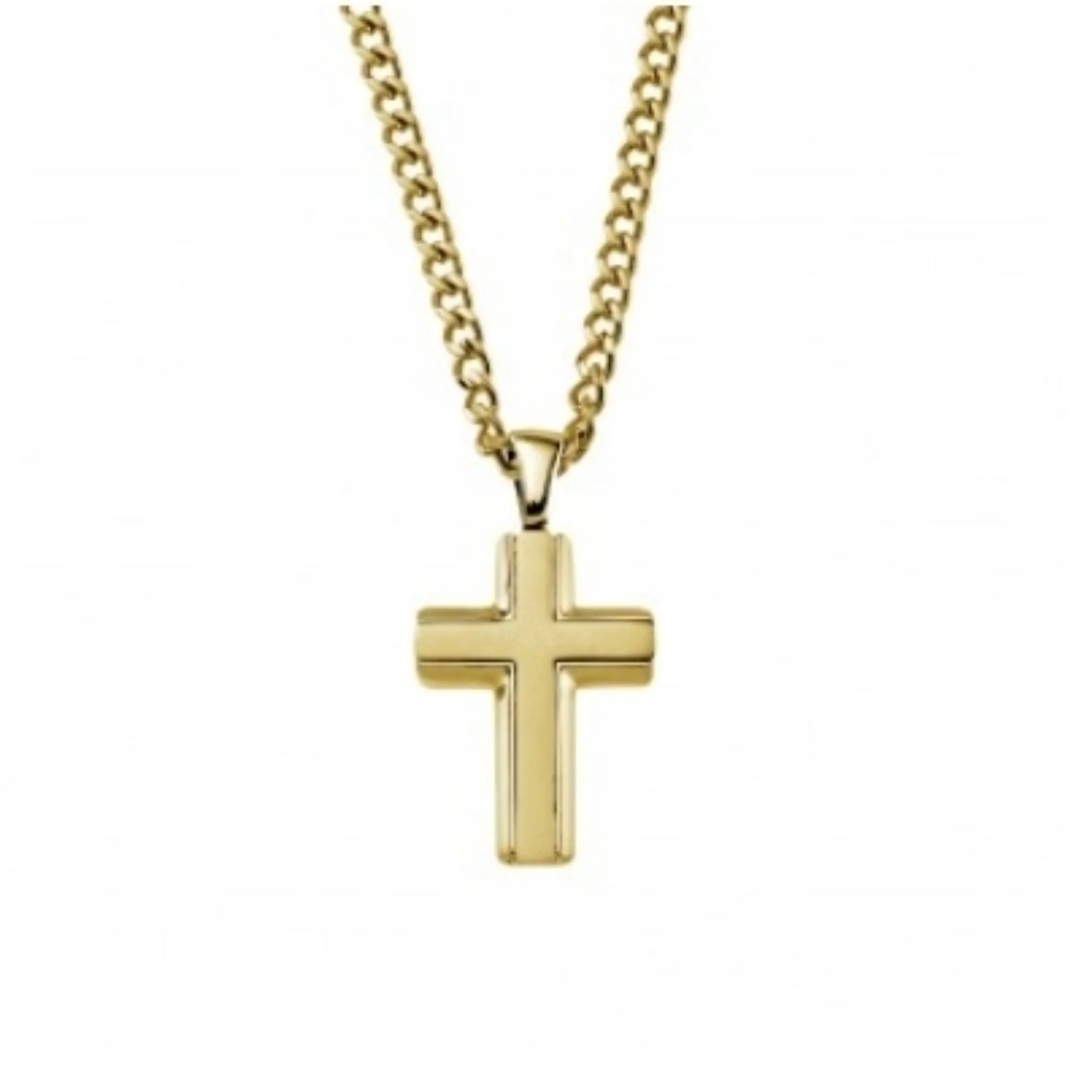 Mens cross stainless steel - gold