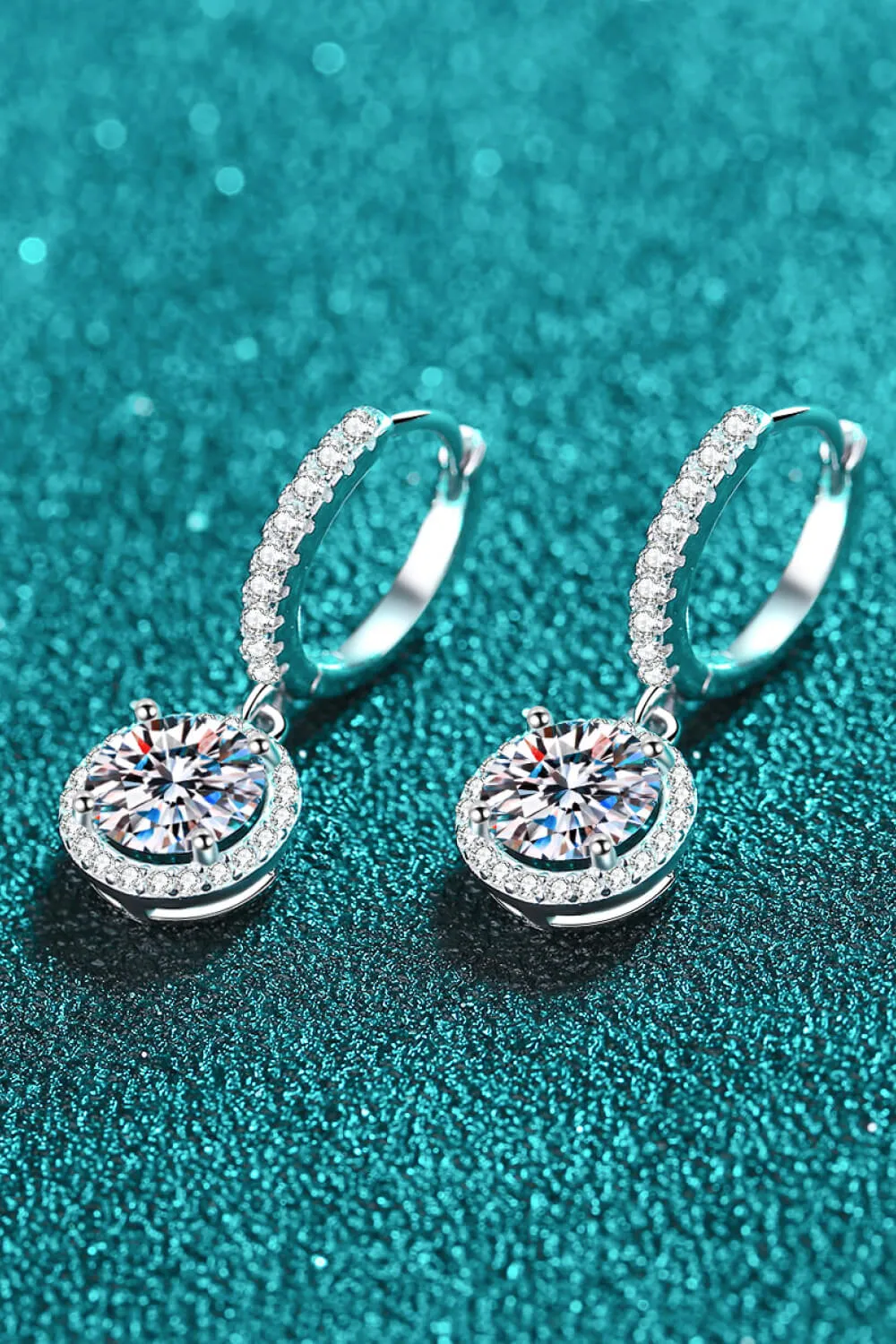 Moissanite 2 Ct Round-Shaped Drop Earrings