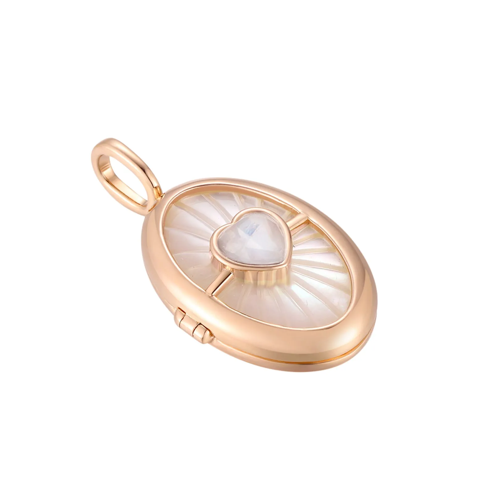 Moonstone & Mother of Pearl Gold Locket Pendant - Love Magic