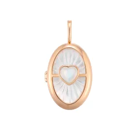 Moonstone & Mother of Pearl Gold Locket Pendant - Love Magic