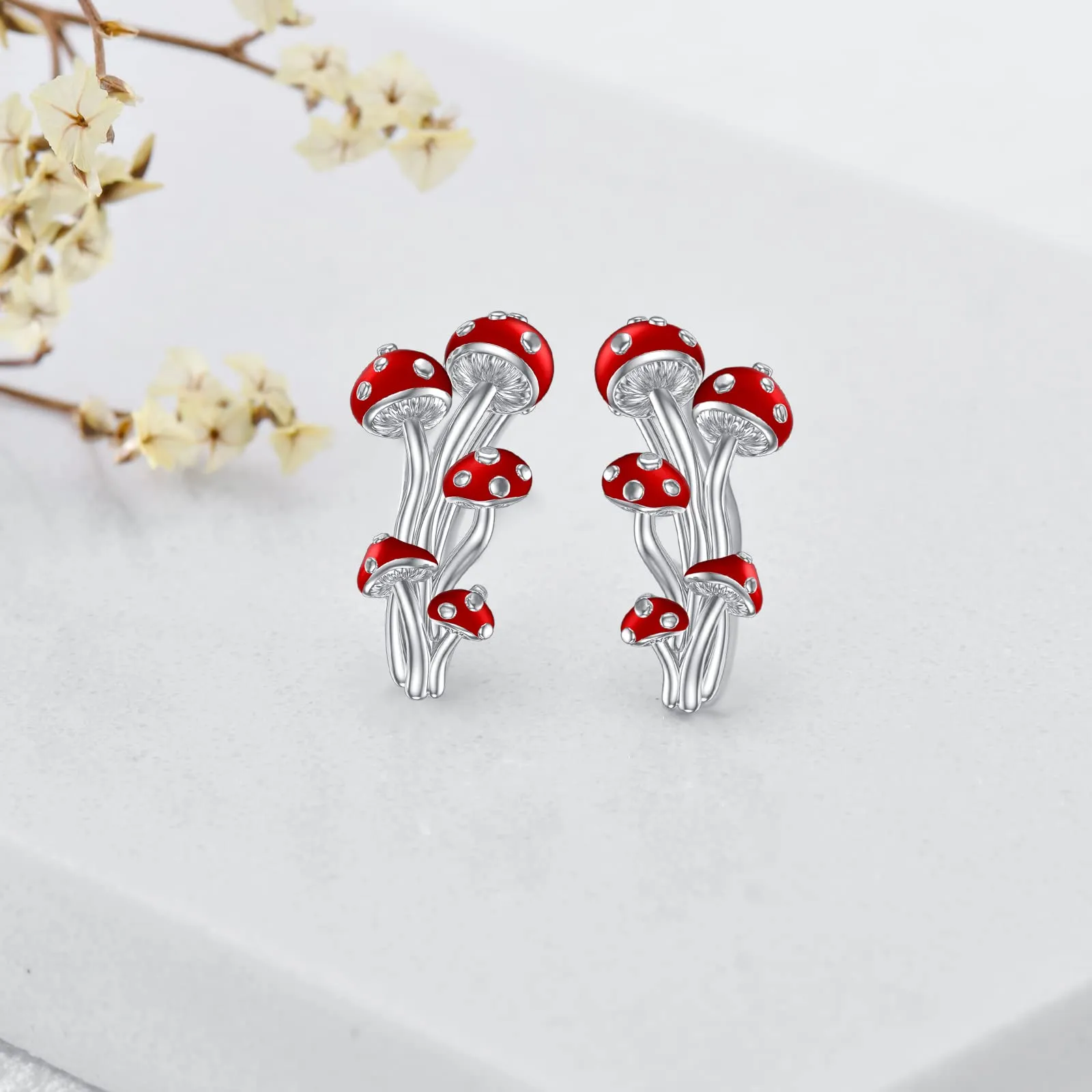 Mushroom Earrings 925 Sterling Silver Mushroom Jewelry Gifts for Women Girls