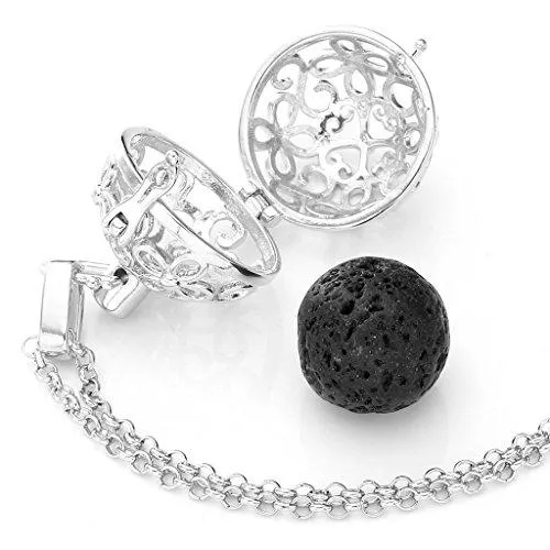 Natural Lava Stone Aromatherapy Locket Pendant Essential Oil Fragrance Diffuser Necklace