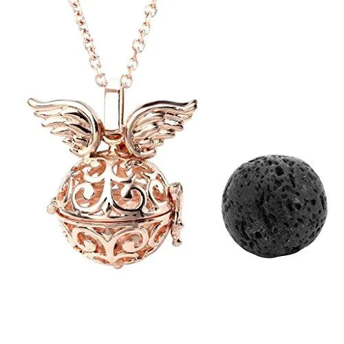 Natural Lava Stone Aromatherapy Locket Pendant Essential Oil Fragrance Diffuser Necklace