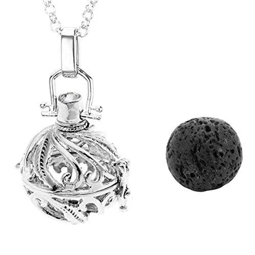 Natural Lava Stone Aromatherapy Locket Pendant Essential Oil Fragrance Diffuser Necklace