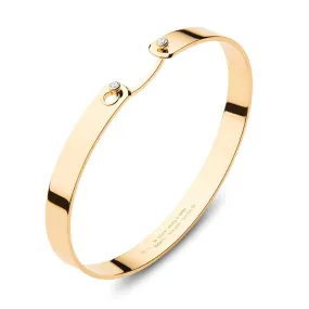 NOUVEL HERITAGE 18K YELLOW GOLD 6MM MONDAY MORNING MOOD BANGLE BRACELET WITH DIAMOND CLASP 0.06CTW