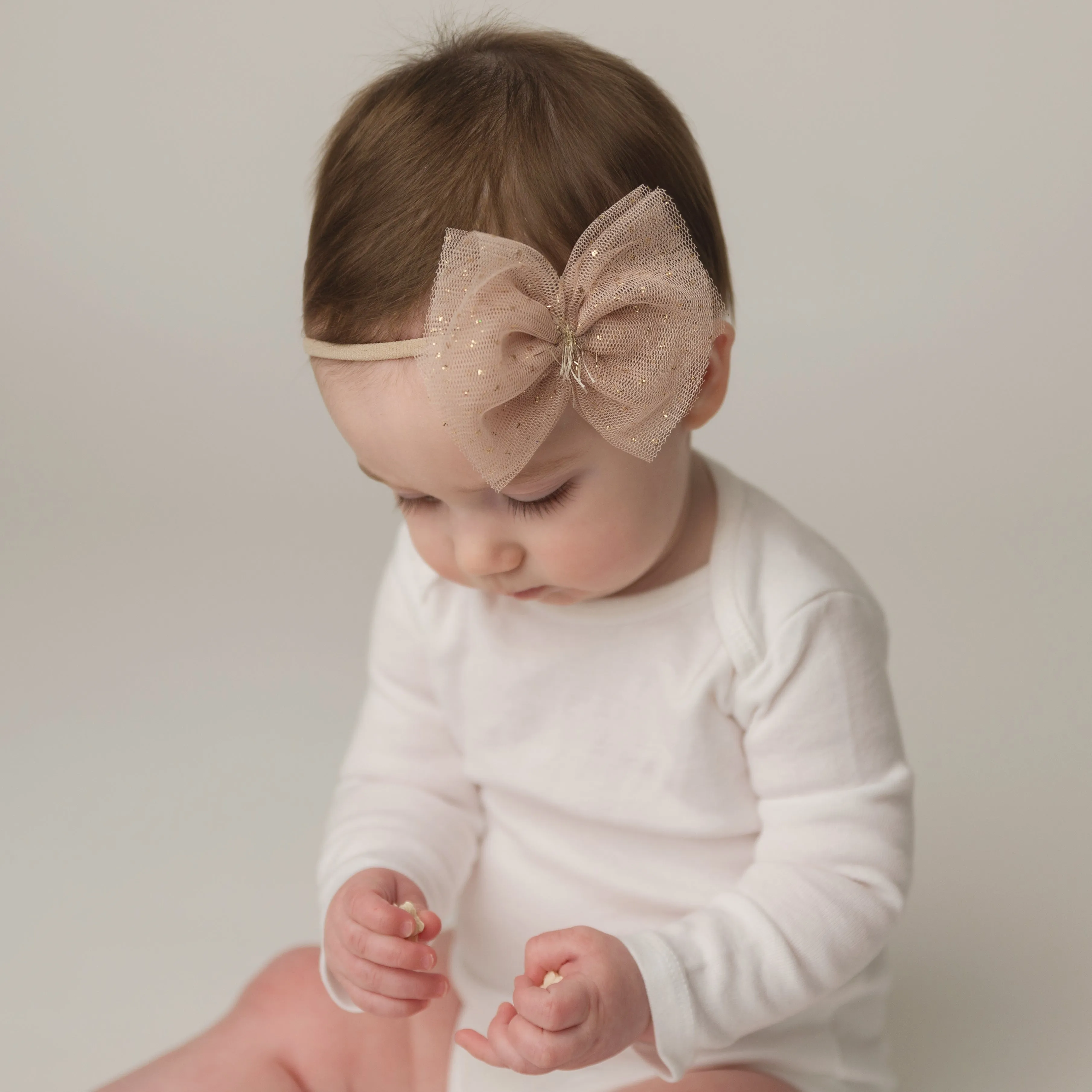 oh baby! Glinda Bow Nylon Headband - Champagne