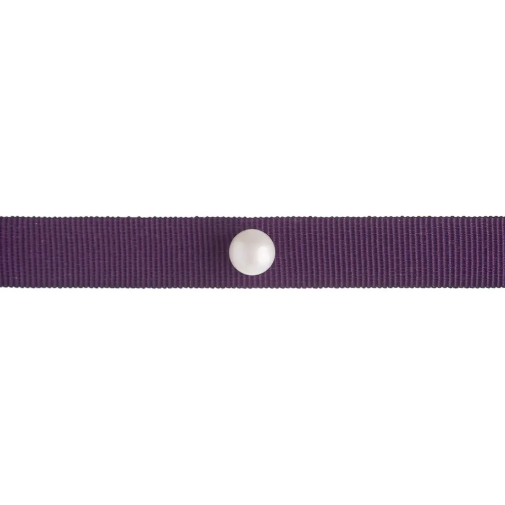 Omnia Solitaire Choker - White Pearl - Purple Ribbon