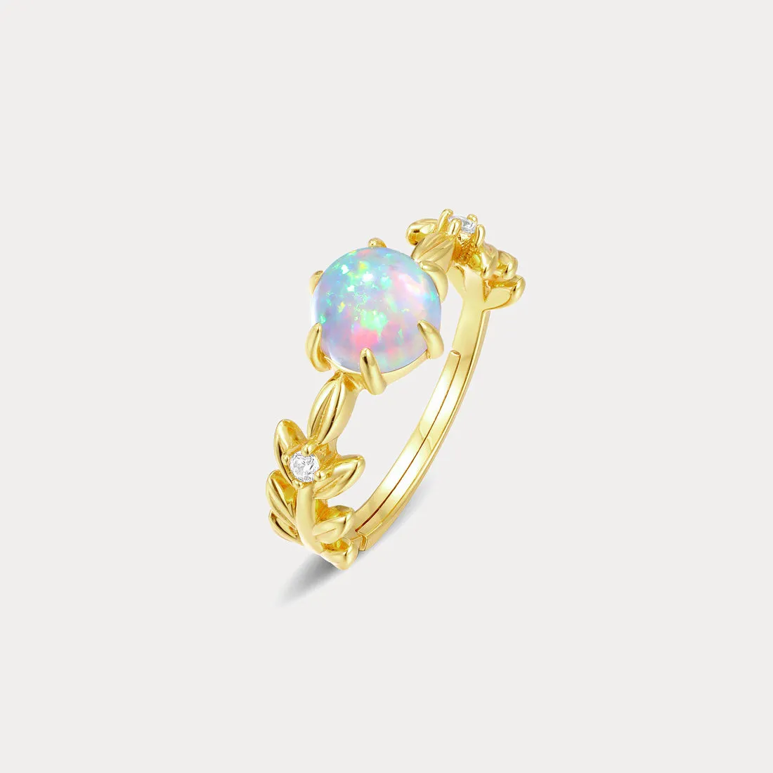 Opal Olive Branch Diamond Ring