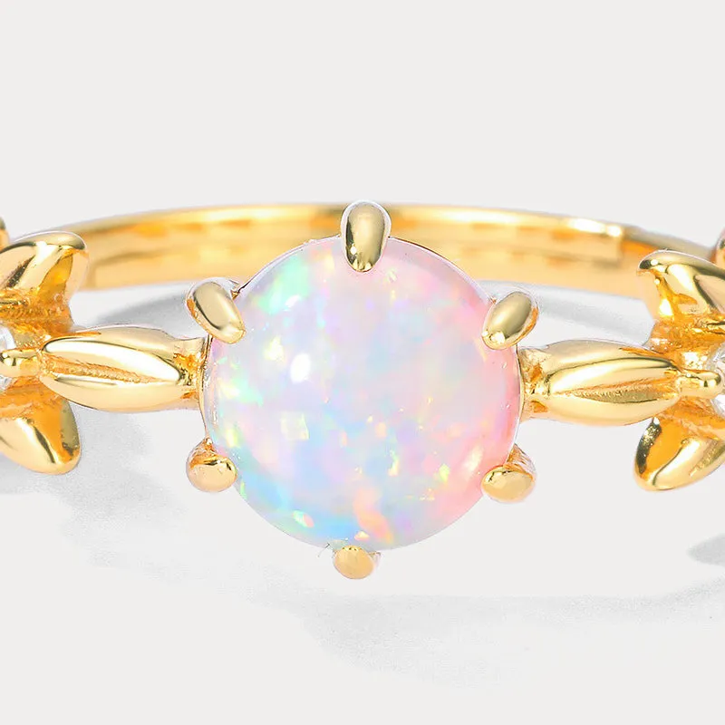 Opal Olive Branch Diamond Ring