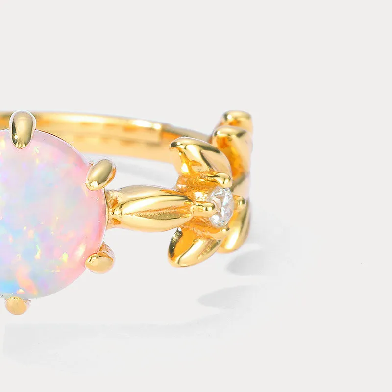 Opal Olive Branch Diamond Ring