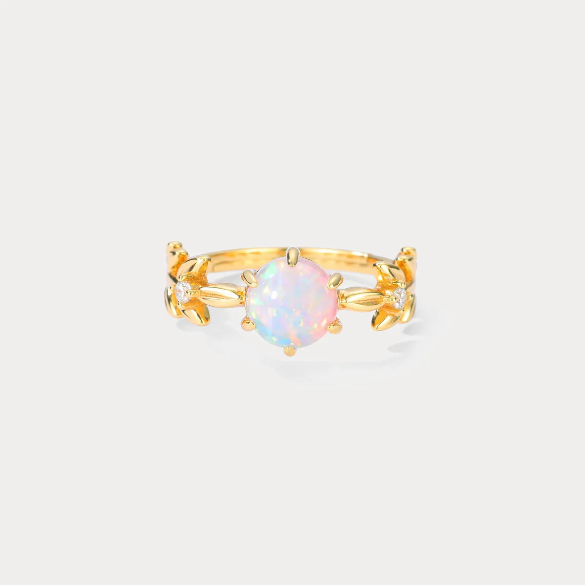 Opal Olive Branch Diamond Ring