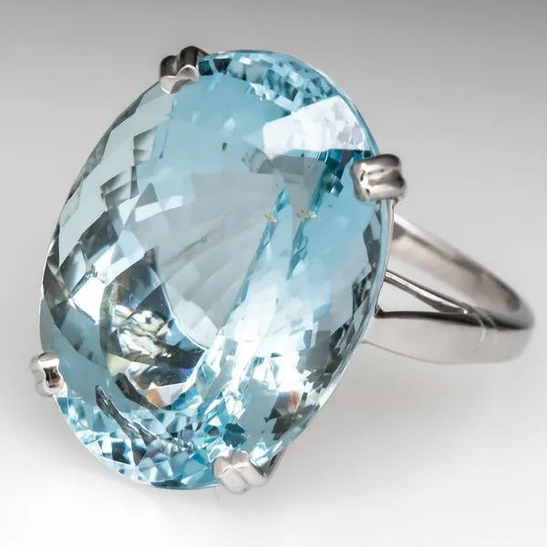 Oval Simulated Aquamarine 925 Sterling Silver Ring